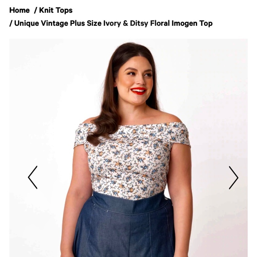 Unique Vintage Imogen top in ditsy print 4x
